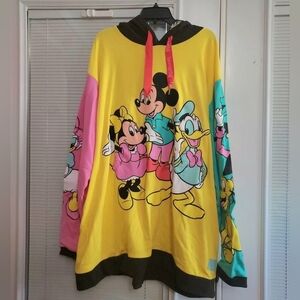Loungefly Disney 100 Mickey & Friends Classic Color Block Hoodie Unisex L NWOT.